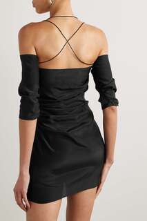 GAUGE81 платье мини Samaca со сборками и открытыми плечами, черный