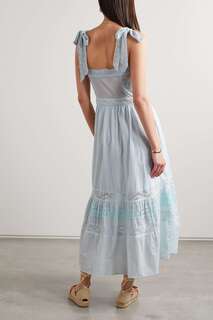 LOVESHACKFANCY платье миди Ayala из хлопка с вышивкой бродери англез и кружевом с отделкой крючком, белый