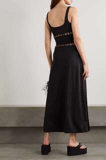 LESLIE AMON платье макси Donatella из стрейч-джерси с отделкой крючком, черный