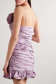 LOVESHACKFANCY поплиновое платье мини Jessilyn с аппликацией и вырезом со сборками, лавандовый