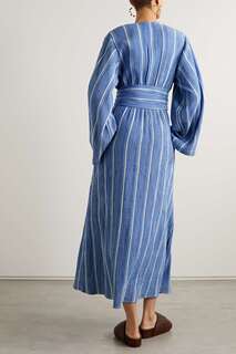 MARA HOFFMAN + NET SUSTAIN Платье макси Jules в полоску из органического хлопка и марли с поясом, синий