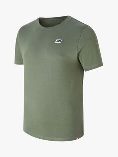 Мужская футболка с маленьким логотипом New Balance, темно-зеленая оливковая