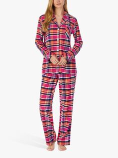 Lauren Ralph Lauren Пижама с клетчатым твиловым воротником, розовый/мульти