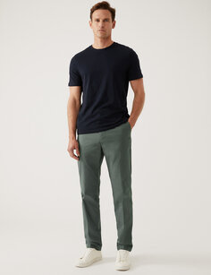 Суперлегкие брюки чинос стандартной посадки Marks &amp; Spencer, зеленый