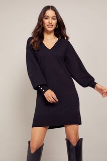 Платье-свитер с длинными рукавами и V-образным вырезом Friends Like These, черный