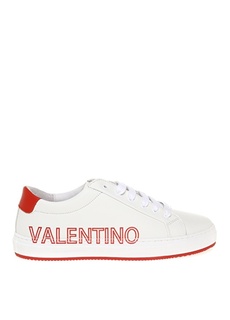 Бело-красные мужские кожаные кроссовки Valentino