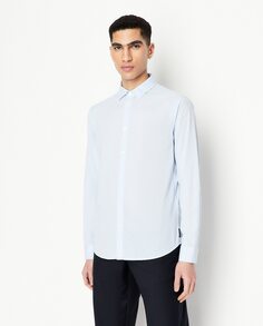 Мужская хлопковая рубашка стандартного кроя Armani Exchange, светло-синий