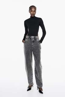 Мешковатый джинсовый комбинезон z1975 контрастного цвета ZARA, серый