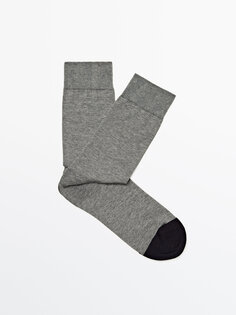 Носки контрастные из шотландской пряжи Massimo Dutti, серый меланж