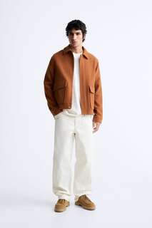 Куртка из смесовой шерсти ZARA, оранжевый