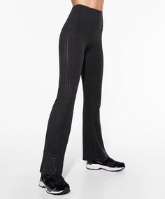 Текстурированные брюки-клеш длиной 80 см с неопреновым эффектом Oysho, черный