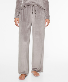 Велюровые брюки Oysho, серо-серый