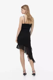 Асимметричное платье с рюшами H&amp;M, черный H&M