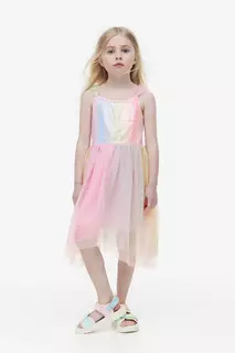 Асимметричное платье с тюлевой юбкой H&amp;M, розовый H&M