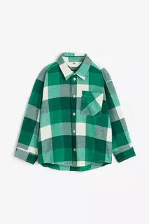 Бархатная рубашка из хлопка H&amp;M, зеленый H&M