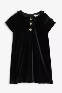 Бархатное платье с воротником H&amp;M, черный H&M