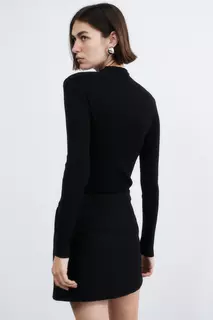 Блуза с низким воротником-поло H&amp;M, черный H&M