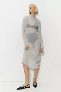 Блестящее сетчатое платье H&amp;M, серебряный H&M
