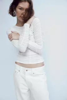 Блуза из сетчатой ткани с комплектами H&amp;M, белый H&M