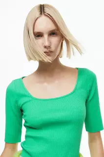 Блузка в рубчик H&amp;M, зеленый H&M