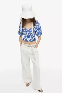 Блузка на резинках H&amp;M, белый H&M
