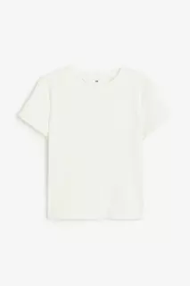 Блузка из хлопкового трикотажа в рубчик H&amp;M, белый H&M