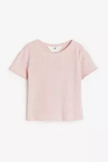 Блузка из вельвета с отделкой пико H&amp;M, розовый H&M