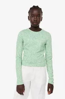 Блузка с принтом H&amp;M, зеленый H&M