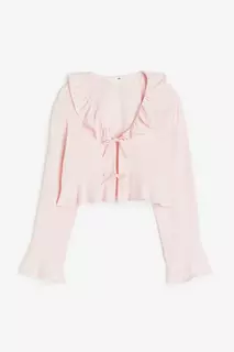 Блузка с завязками спереди H&amp;M, розовый H&M