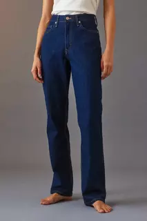 Винтажные прямые высокие джинсы H&amp;M, синий H&M