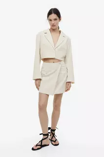 Короткая куртка из тисненой ткани H&amp;M, белый H&M