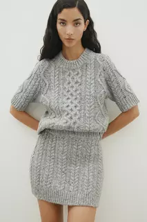 Мини-юбка из смесовой шерсти H&amp;M, серый H&M