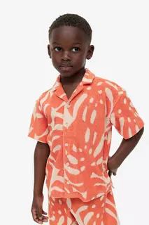 Махровая рубашка с узором и широким воротником H&amp;M, оранжевый H&M