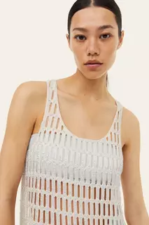 Мини-платье с украшениями H&amp;M, белый H&M