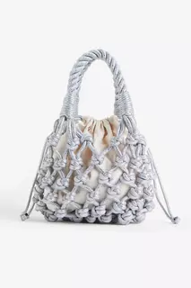 Маленькая плетеная сумка-мешочек H&amp;M, серебряный H&M