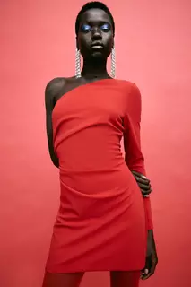 Облегающее платье на одно плечо H&amp;M, красный H&M