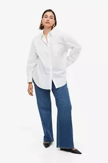 Объемная рубашка из поплина H&amp;M, белый H&M
