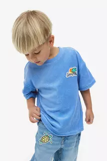 Объемная футболка из махровой ткани H&amp;M, синий H&M