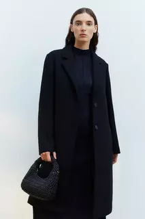 Однобортное пальто из габардина H&amp;M, черный H&M