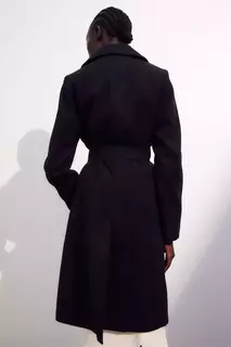 Пальто с поясом H&amp;M, черный H&M