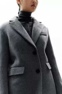Однобортное пальто H&amp;M, серый H&M