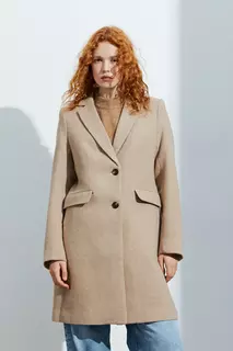 Однобортное пальто H&amp;M, бежевый H&M
