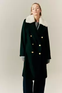 Пальто со съемным воротником H&amp;M, черный H&M