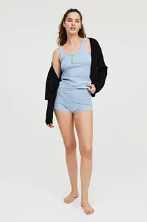 Пижама из хлопка с верхом и коротким низом H&amp;M, синий H&M
