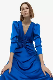 Платье из атласа с комплектами H&amp;M, синий H&M