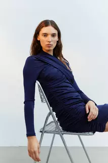 Платье из джерси с драпировкой H&amp;M, синий H&M