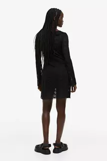 Платье из кружева с оборками H&amp;M, черный H&M
