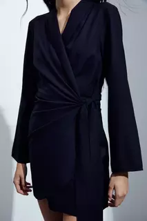 Платье из смесового льна с трансфером H&amp;M, черный H&M
