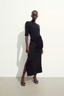 Платье из джерси с драпировкой H&amp;M, черный H&M