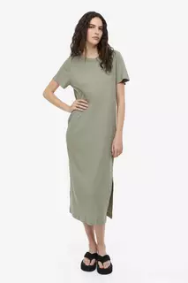 Платье из джерси в рубчик H&amp;M, зеленый H&M
